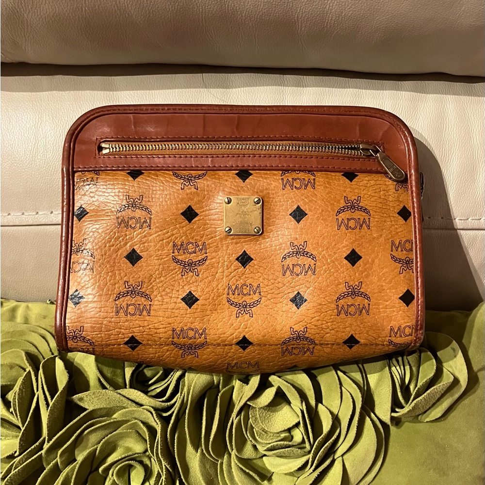 MCM Brown Leather Clutch